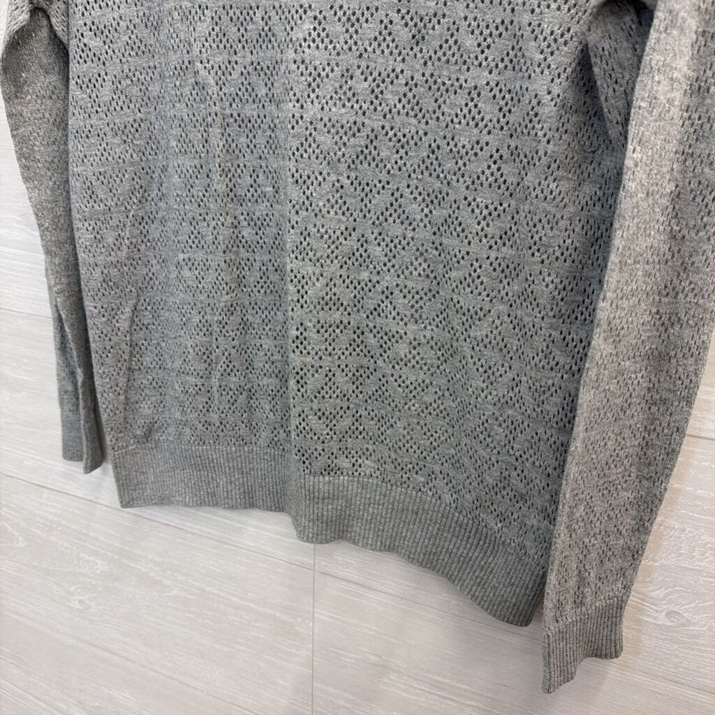 Madewell Grey Perforated Long Sleeve Top Small
