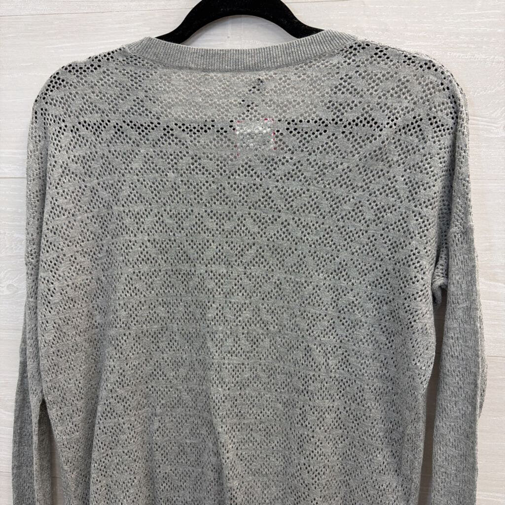 Madewell Grey Perforated Long Sleeve Top Small