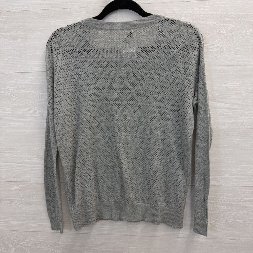 Madewell Grey Perforated Long Sleeve Top Small