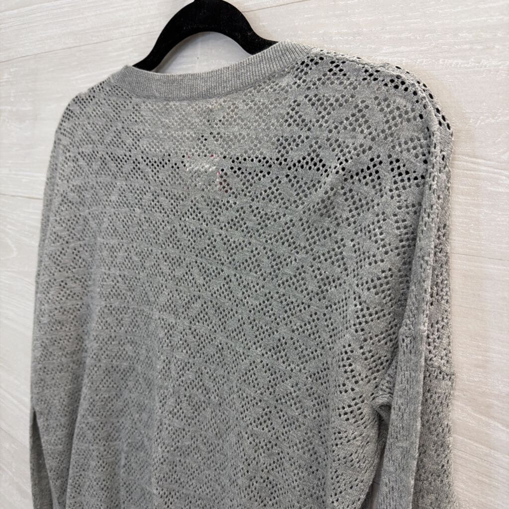Madewell Grey Perforated Long Sleeve Top Small