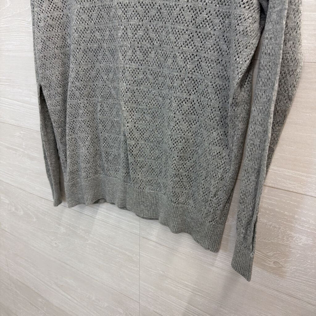 Madewell Grey Perforated Long Sleeve Top Small