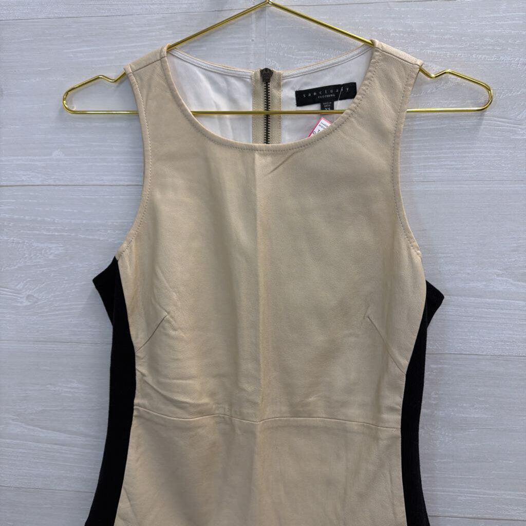 Cream Faux Leather Tank Extra Small
