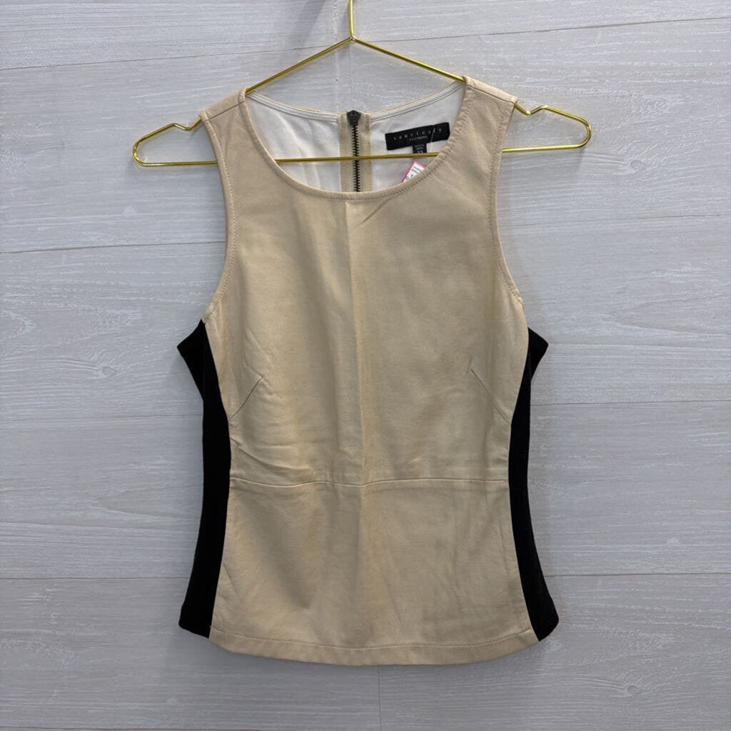Cream Faux Leather Tank Extra Small