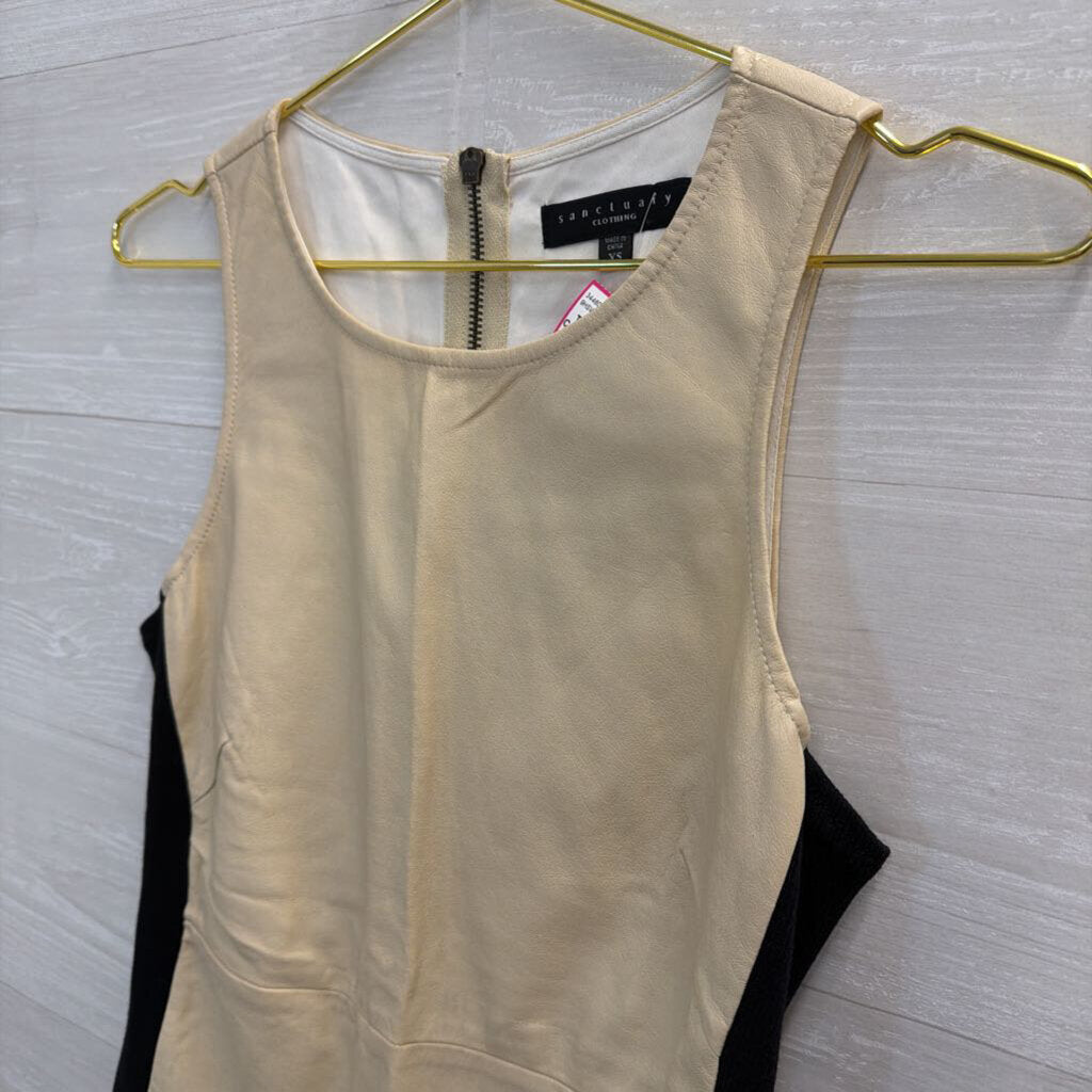 Cream Faux Leather Tank Extra Small