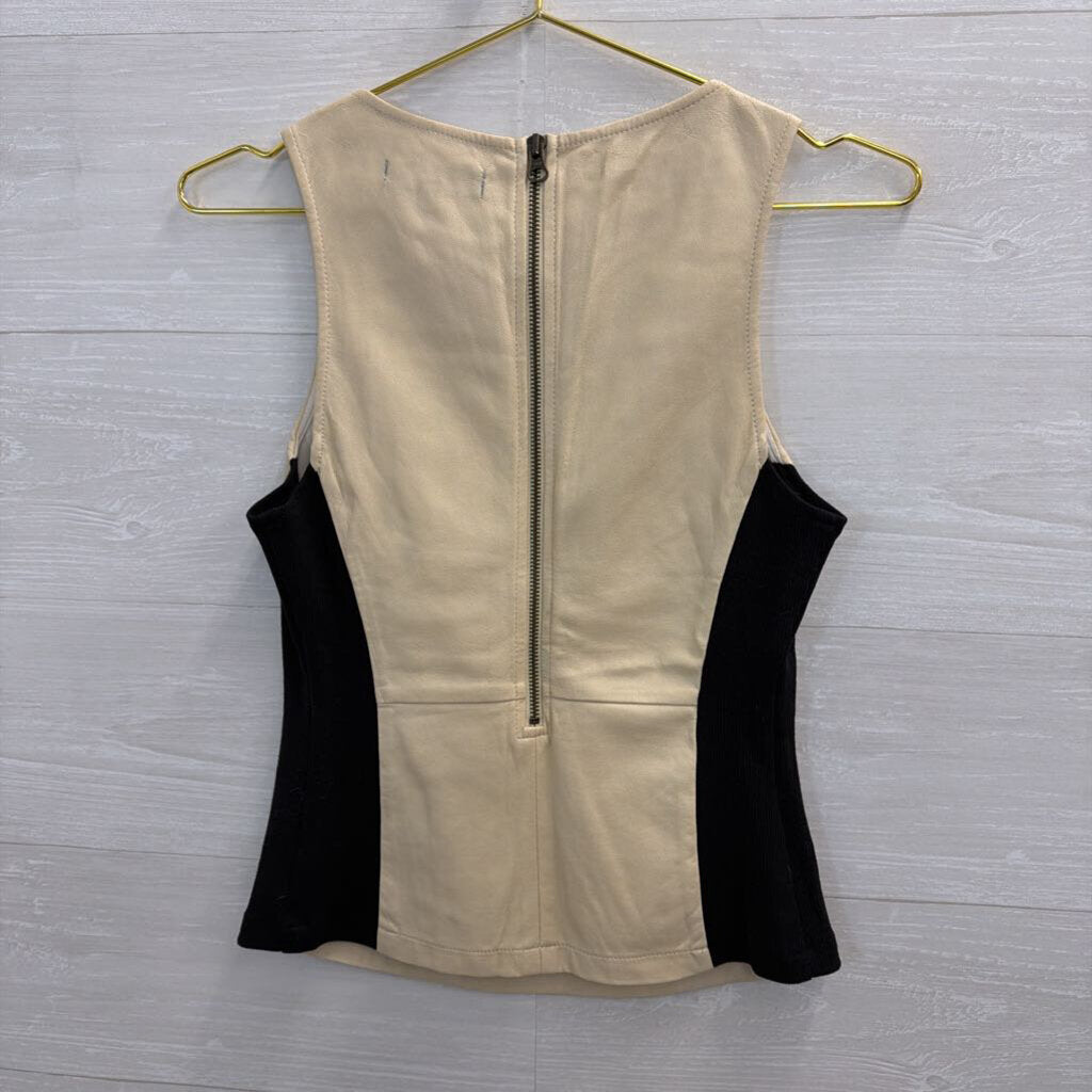 Cream Faux Leather Tank Extra Small