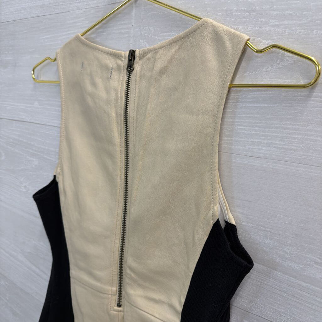 Cream Faux Leather Tank Extra Small