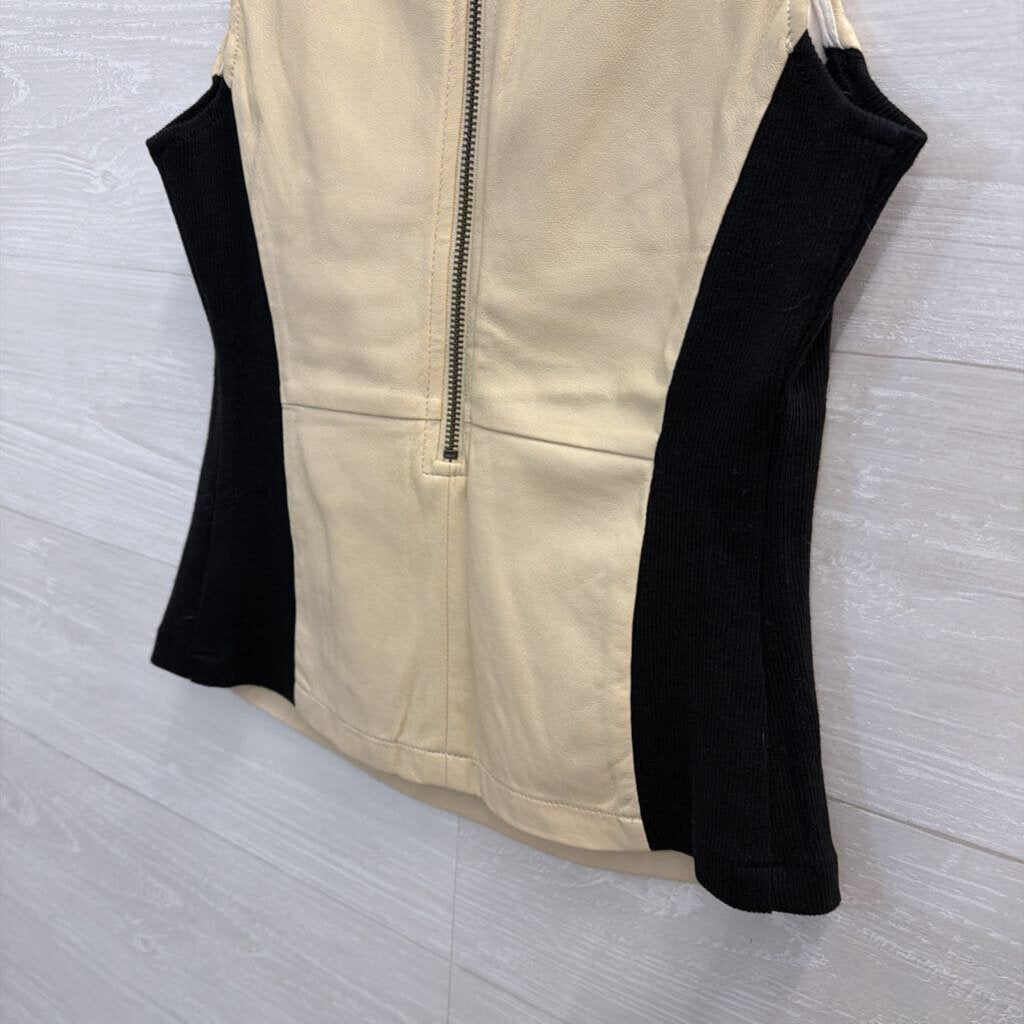 Cream Faux Leather Tank Extra Small