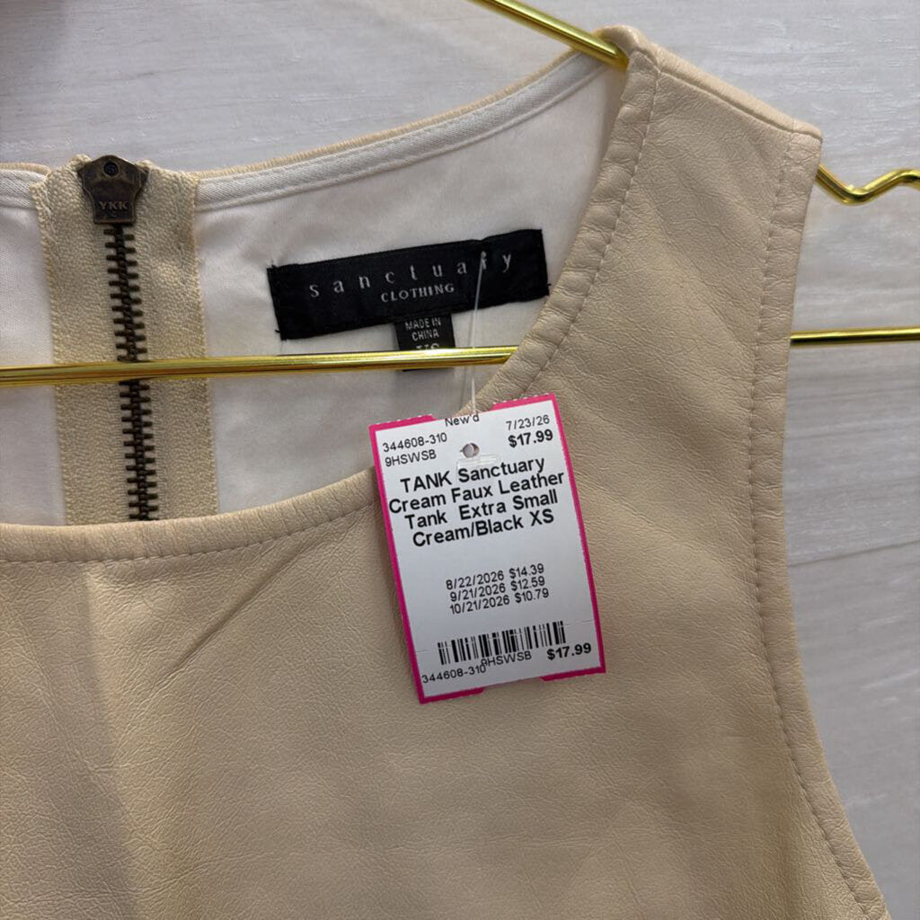 Cream Faux Leather Tank Extra Small