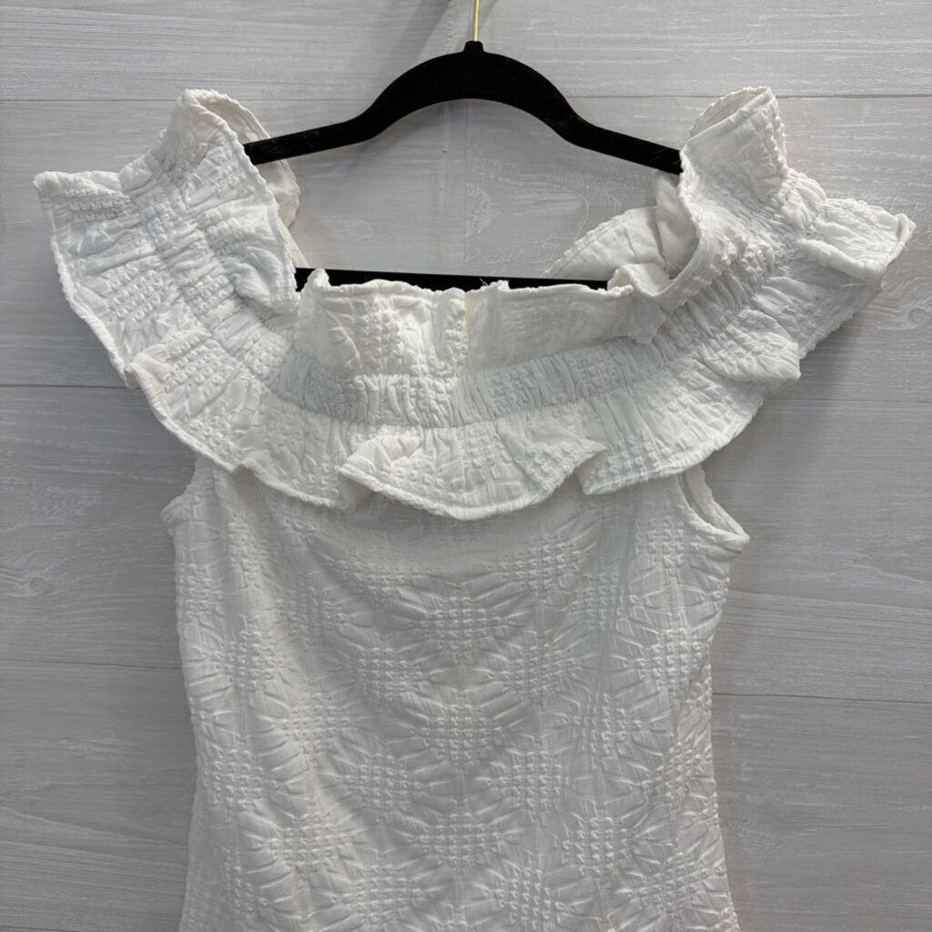 Maeve White Textured Off Shoulder Top Medium