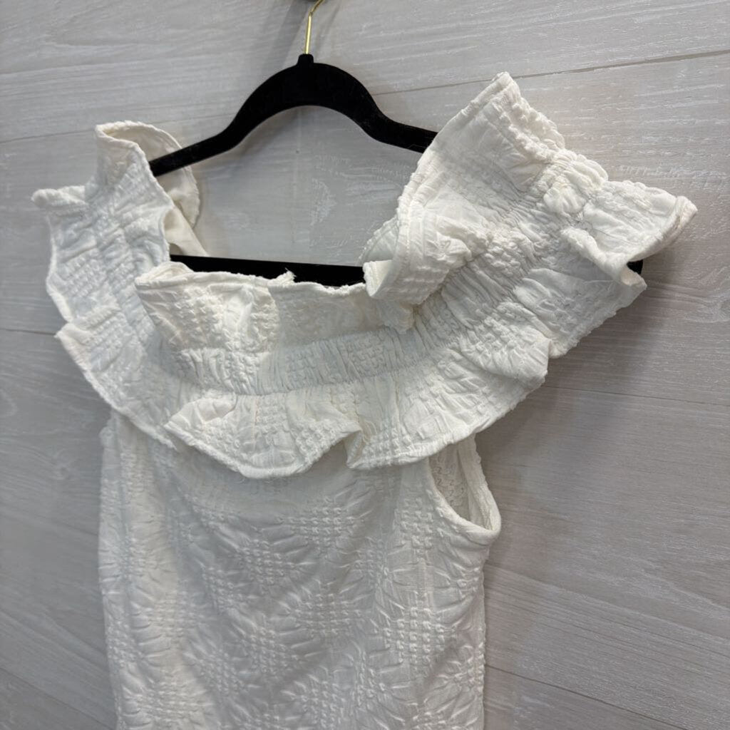 Maeve White Textured Off Shoulder Top Medium