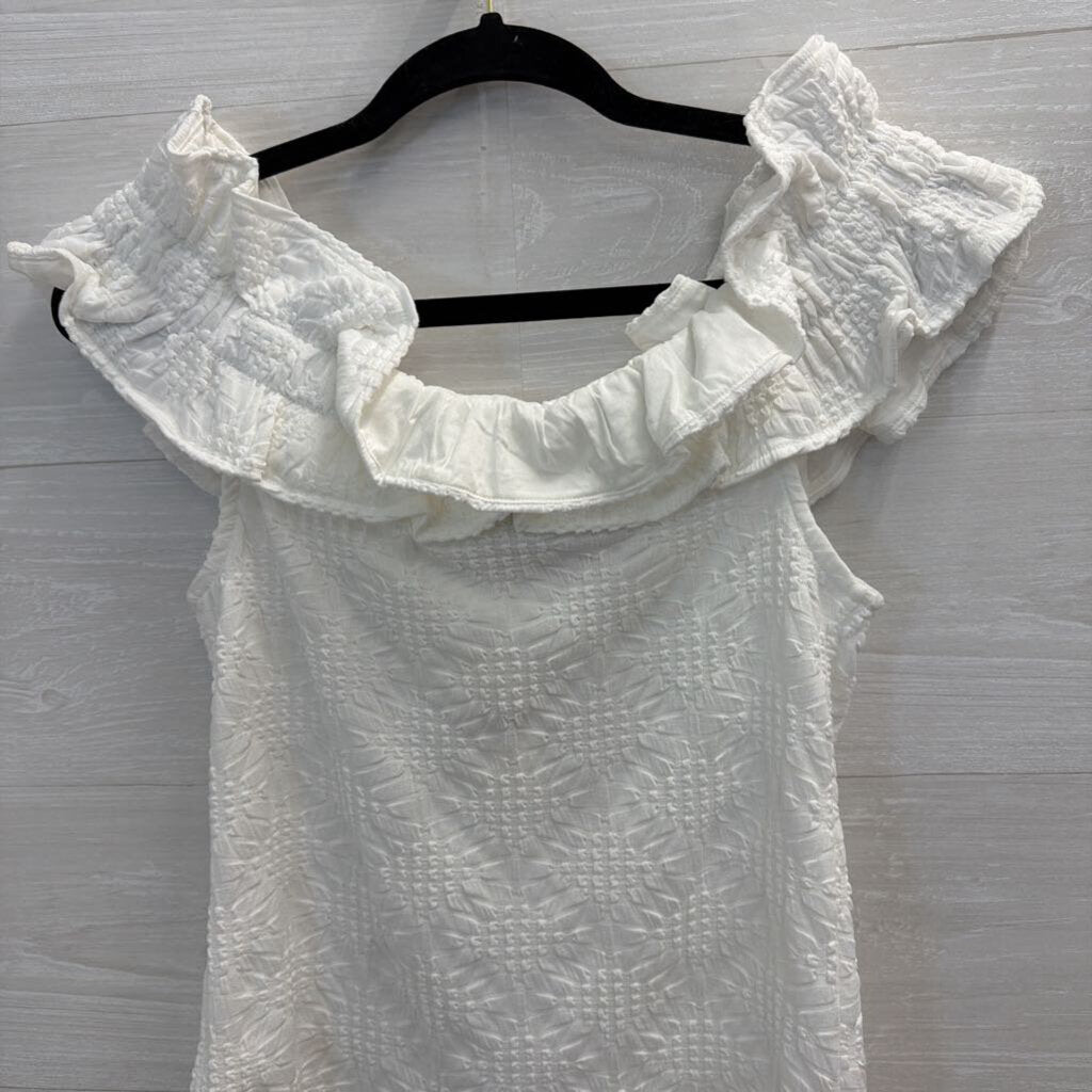 Maeve White Textured Off Shoulder Top Medium