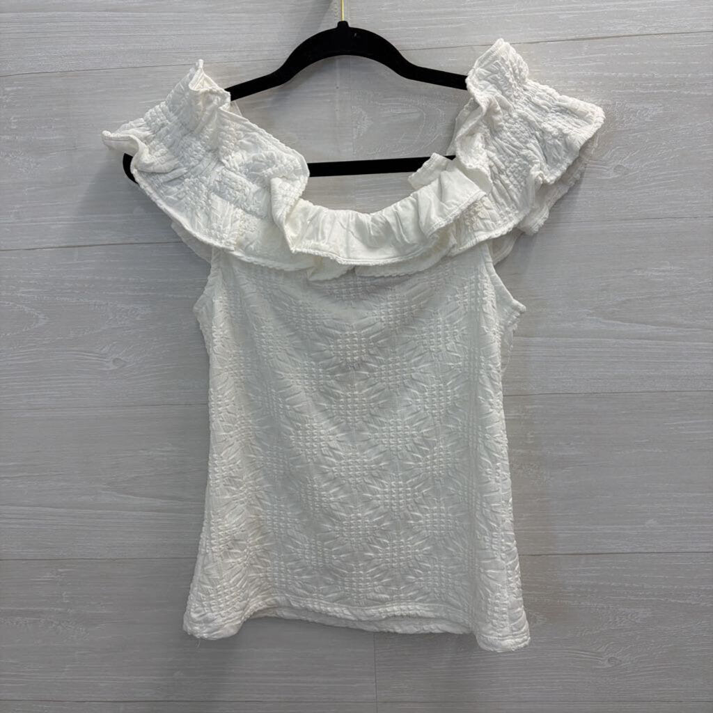 Maeve White Textured Off Shoulder Top Medium