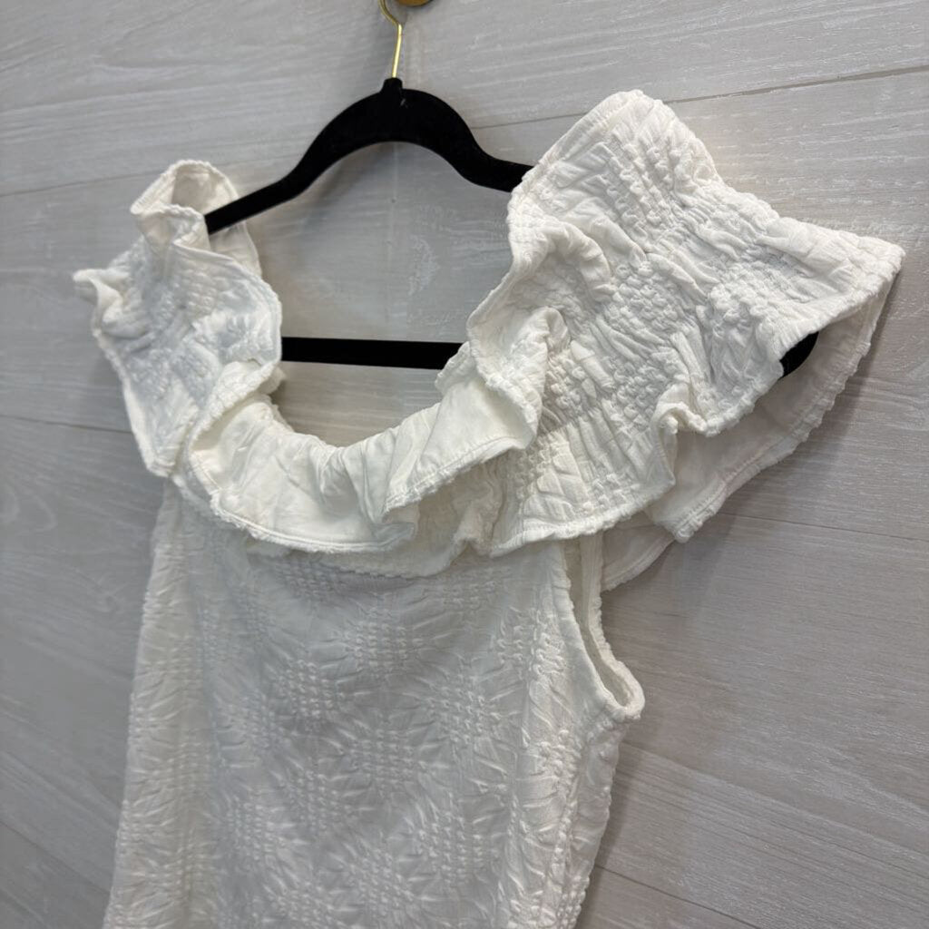 Maeve White Textured Off Shoulder Top Medium