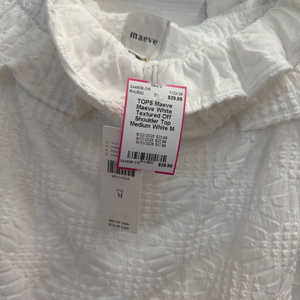 Maeve White Textured Off Shoulder Top Medium