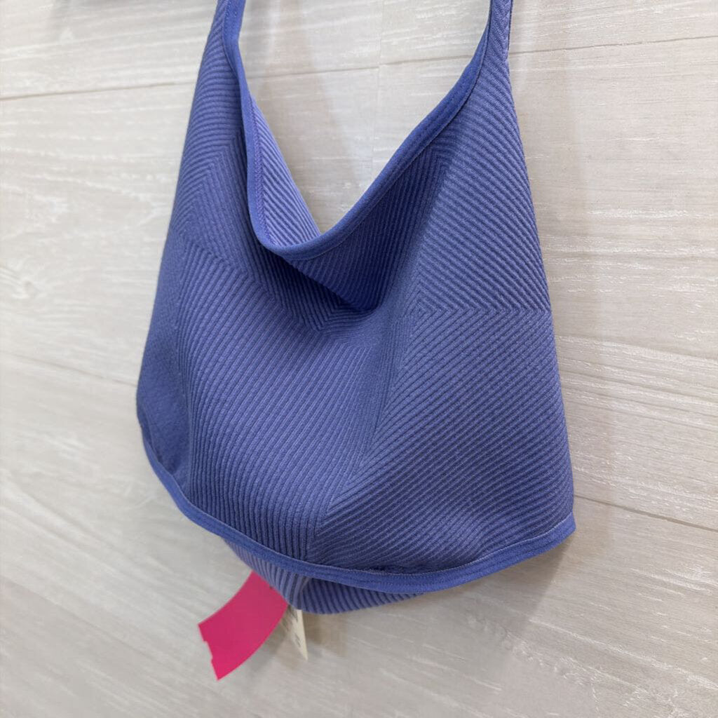 Anthropologie Blue Ribbed Cropped Halter Neck Top Small/ Medium