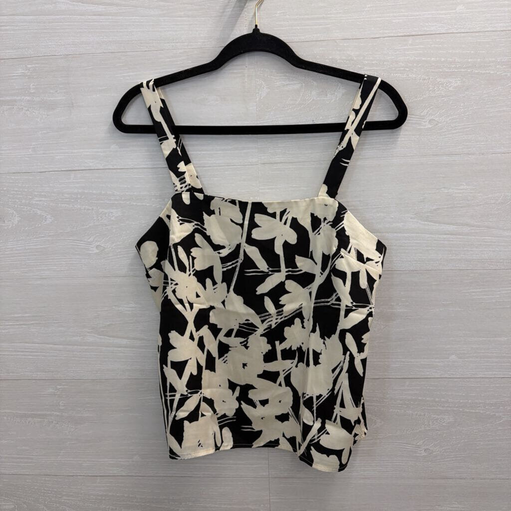 Banana Republic White/ Black Print Tank Top Small
