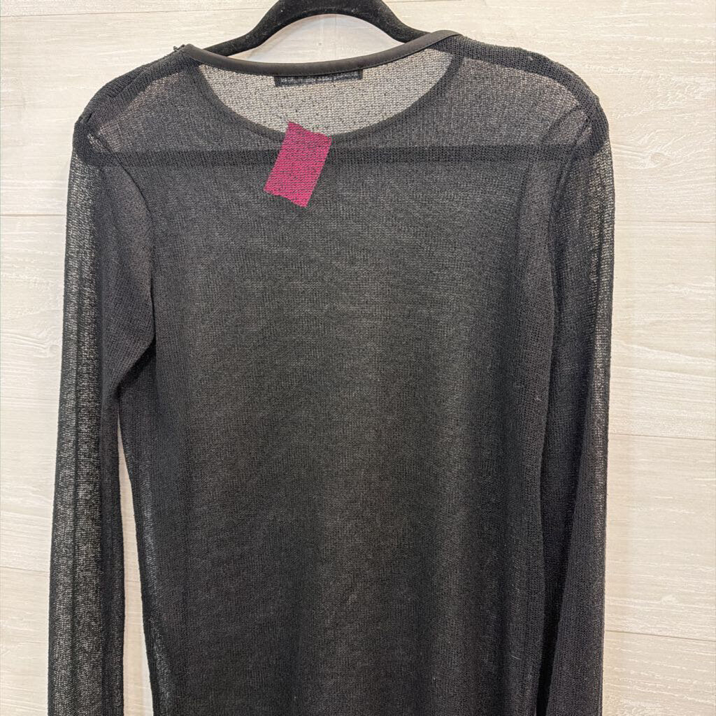 Zara Black Open Sheer Knit Long Sleeve Dress Medium