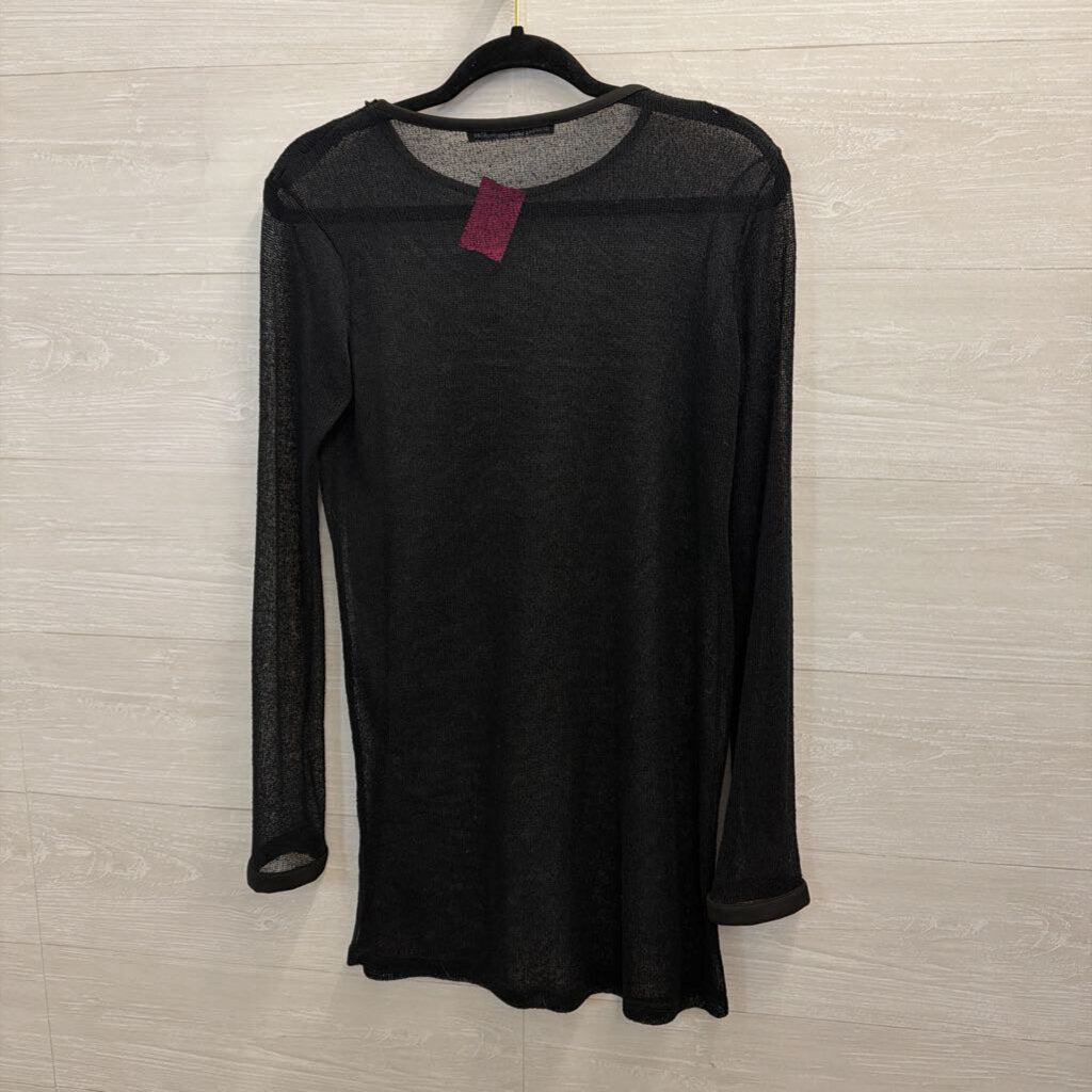 Zara Black Open Sheer Knit Long Sleeve Dress Medium