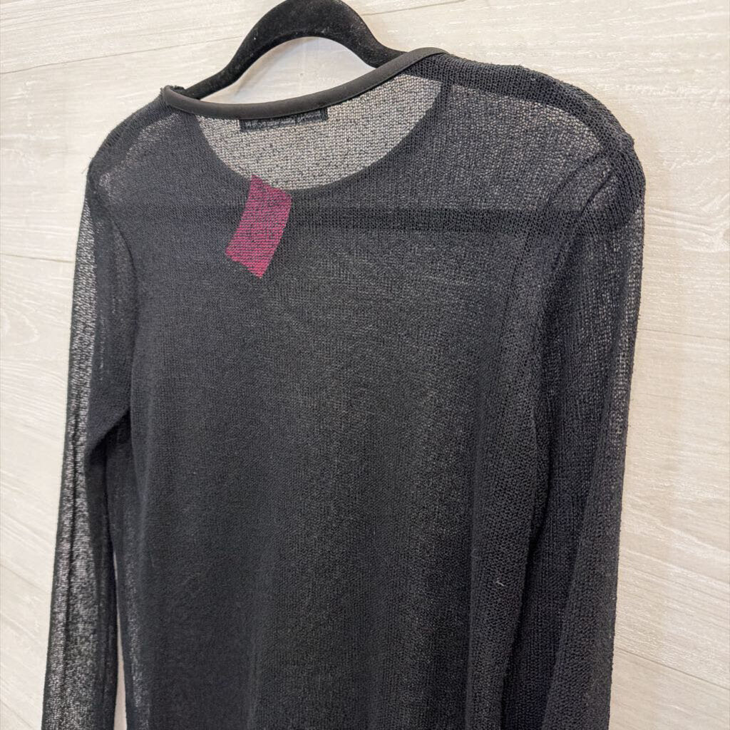 Zara Black Open Sheer Knit Long Sleeve Dress Medium