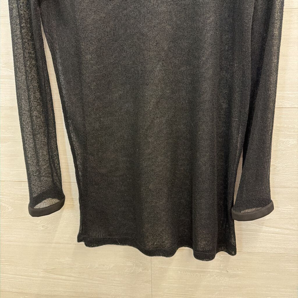Zara Black Open Sheer Knit Long Sleeve Dress Medium