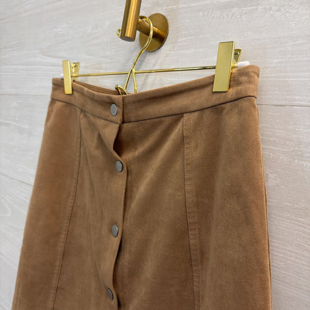 Wilfred Free Brown Suede Snap Front Mini Skirt 6