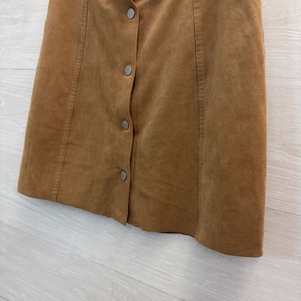 Wilfred Free Brown Suede Snap Front Mini Skirt 6