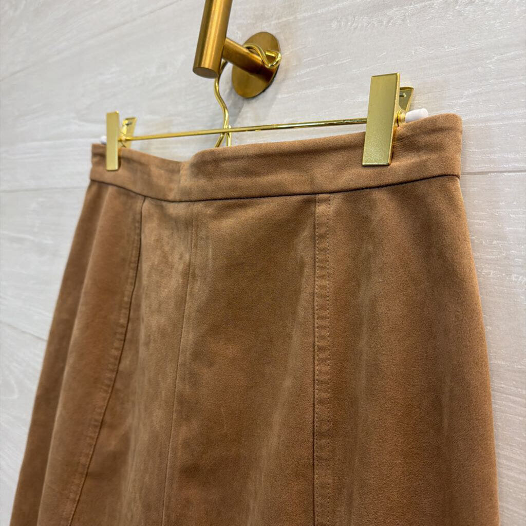 Wilfred Free Brown Suede Snap Front Mini Skirt 6