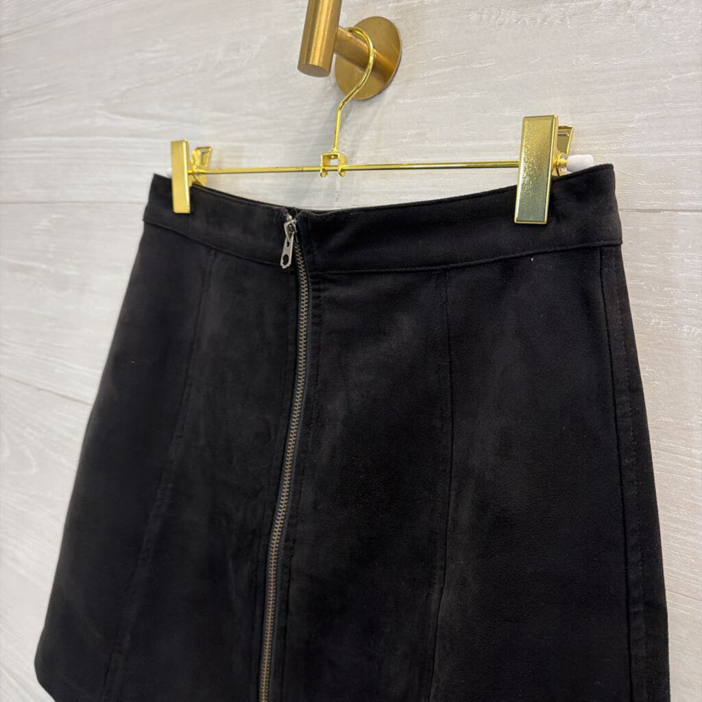 Wilfred Free Black Suede Zip Front Mini Skirt 6