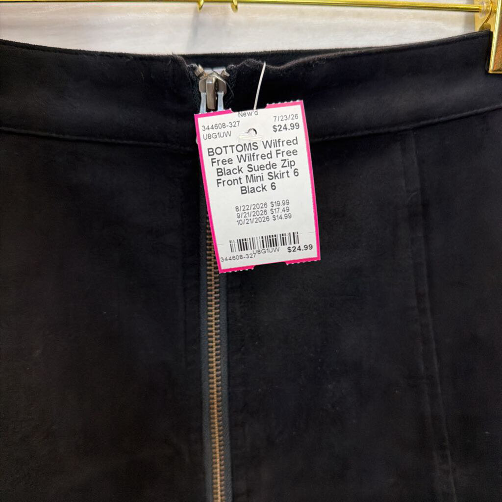 Wilfred Free Black Suede Zip Front Mini Skirt 6