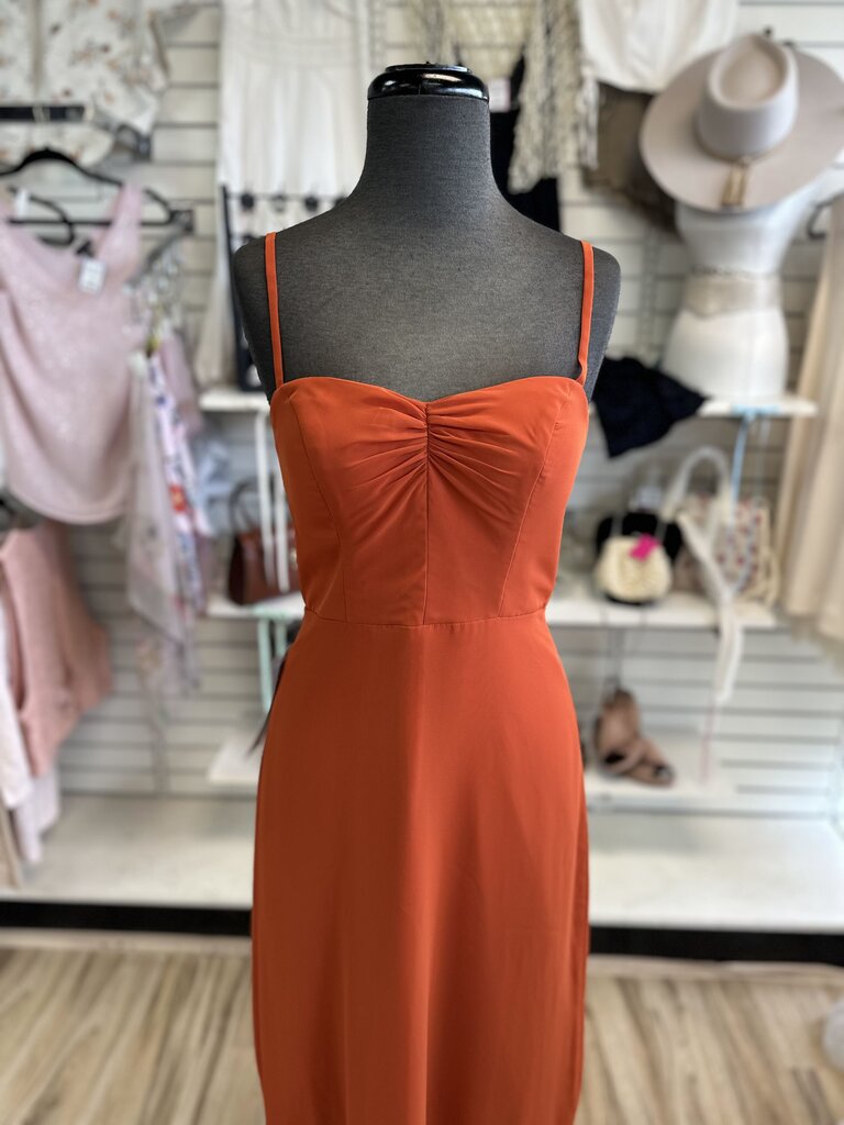 Azazie Orange Ruffle Hem Long Formal Dress 4