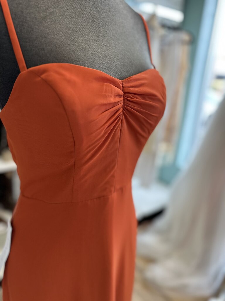 Azazie Orange Ruffle Hem Long Formal Dress 4