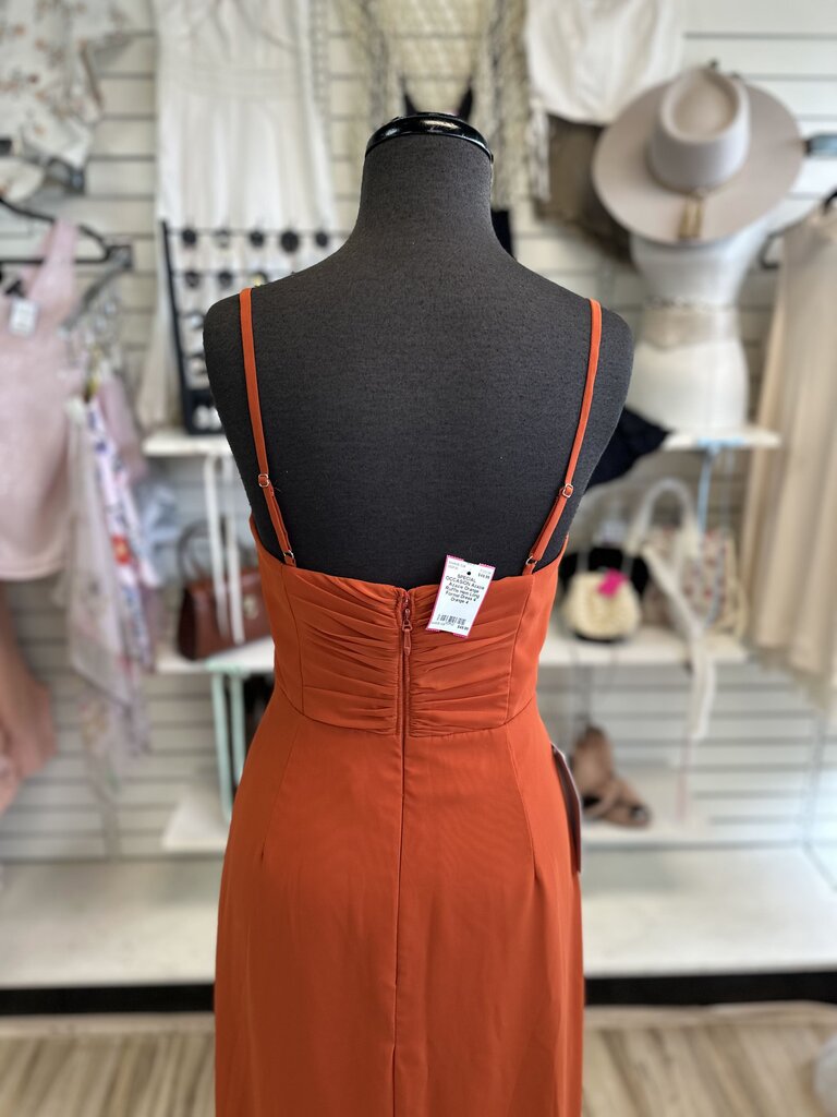 Azazie Orange Ruffle Hem Long Formal Dress 4