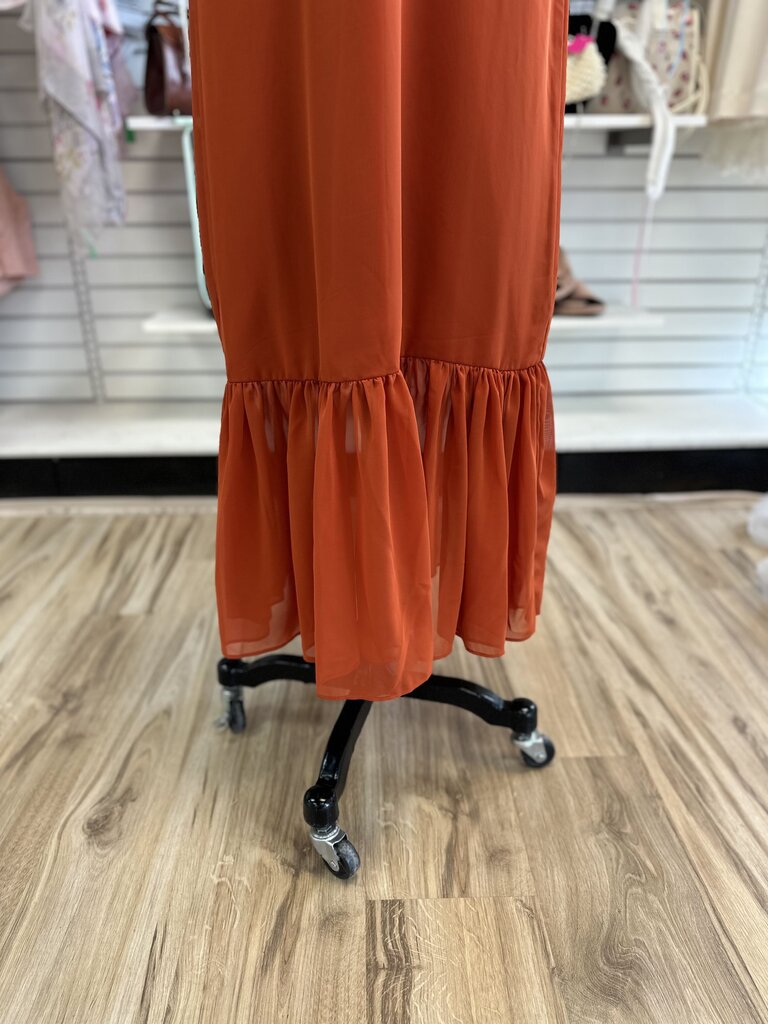 Azazie Orange Ruffle Hem Long Formal Dress 4