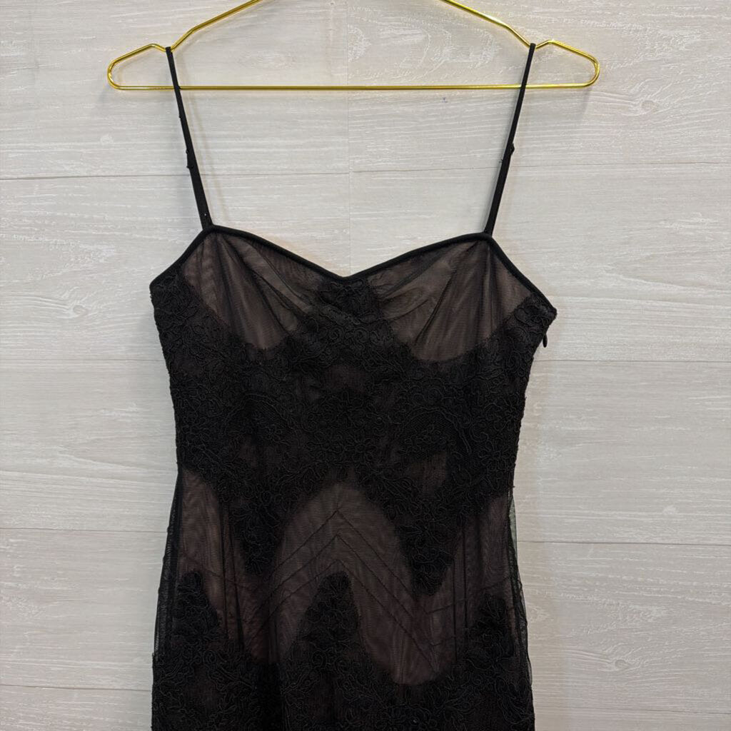 BCBG Black Lace Midi Dress 6