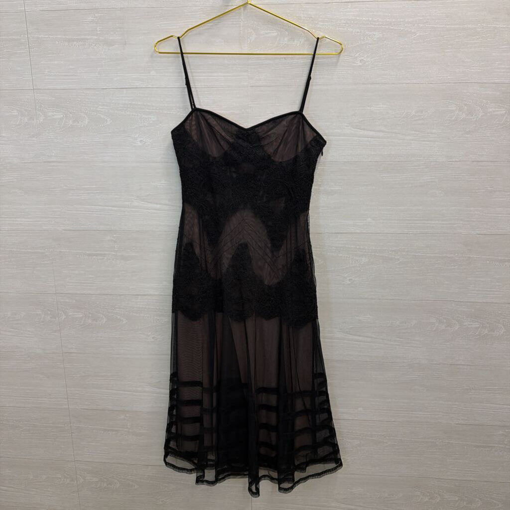 BCBG Black Lace Midi Dress 6