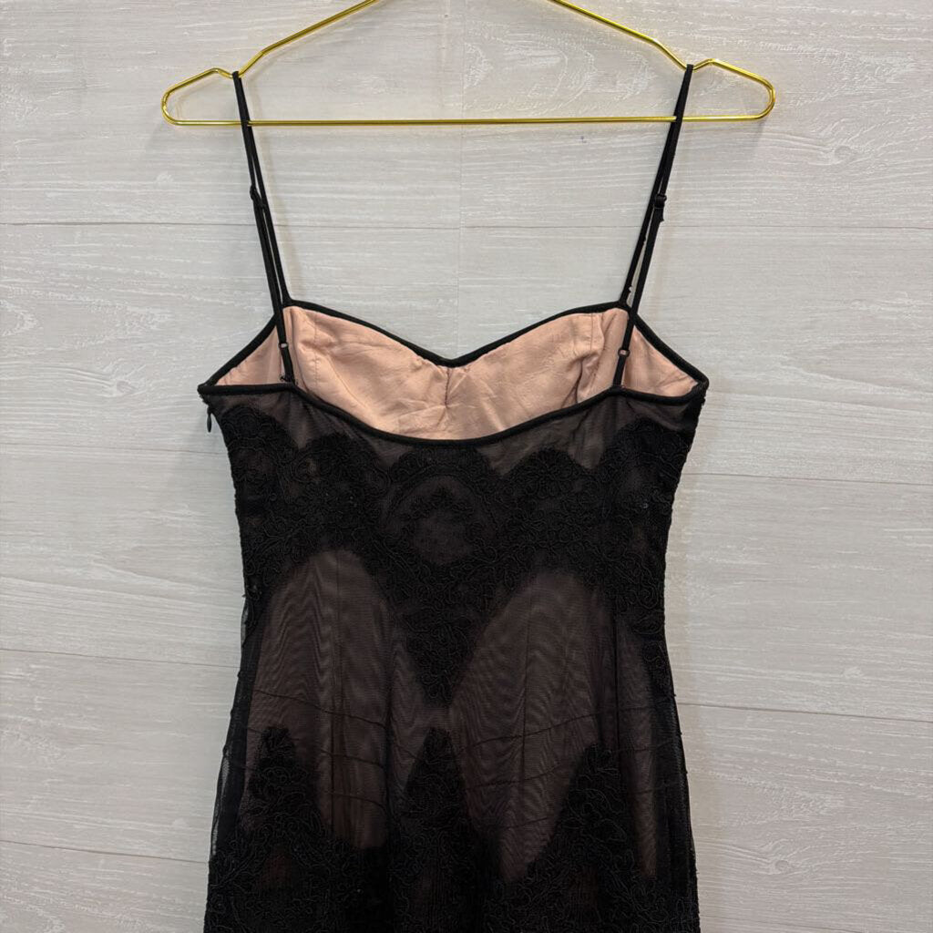 BCBG Black Lace Midi Dress 6