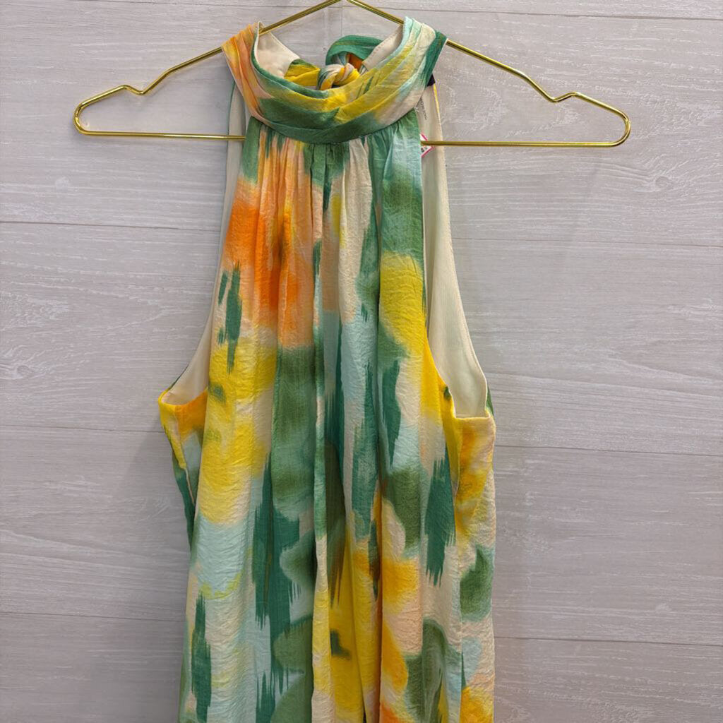 1 State White/ Multi Print High Neck Maxi Dress Small