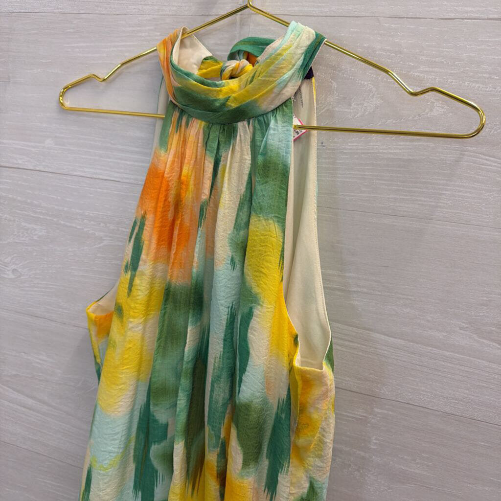 1 State White/ Multi Print High Neck Maxi Dress Small