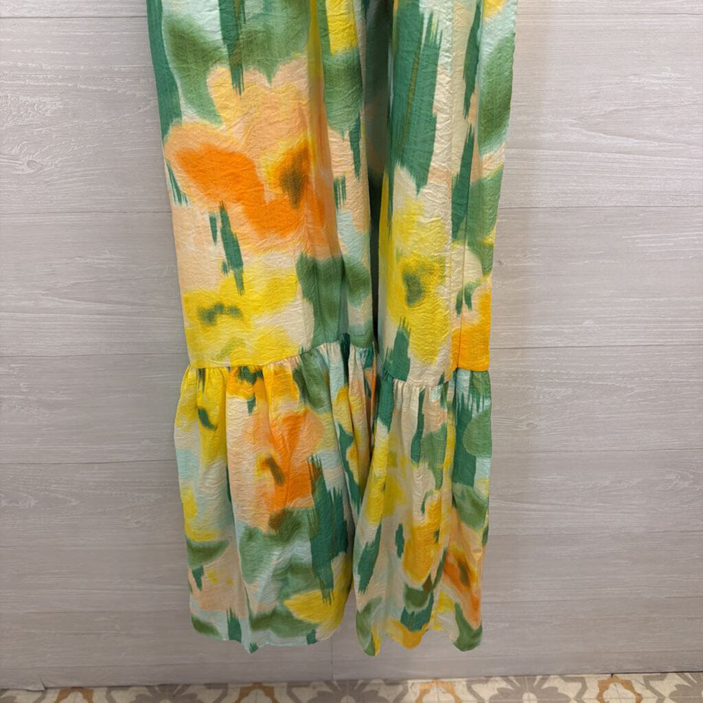 1 State White/ Multi Print High Neck Maxi Dress Small