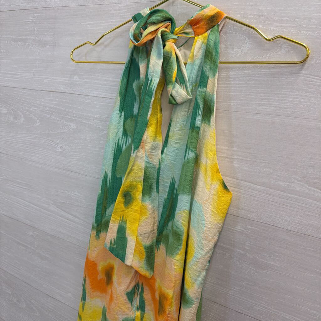 1 State White/ Multi Print High Neck Maxi Dress Small