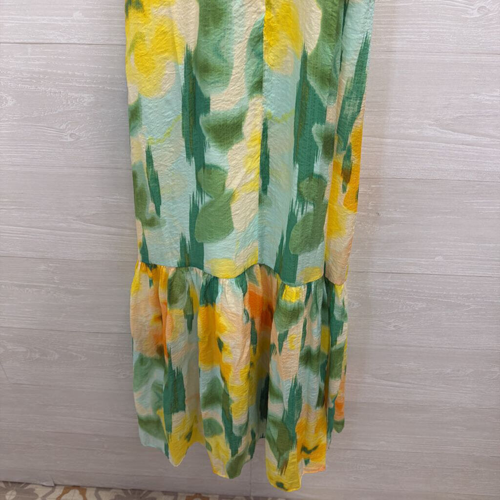 1 State White/ Multi Print High Neck Maxi Dress Small