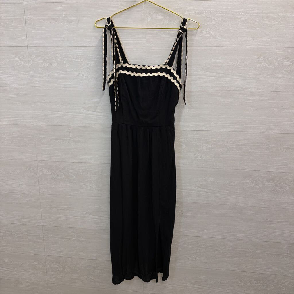 As U Wish Black/ Beige Squiggle Detail Midi Dress Medium
