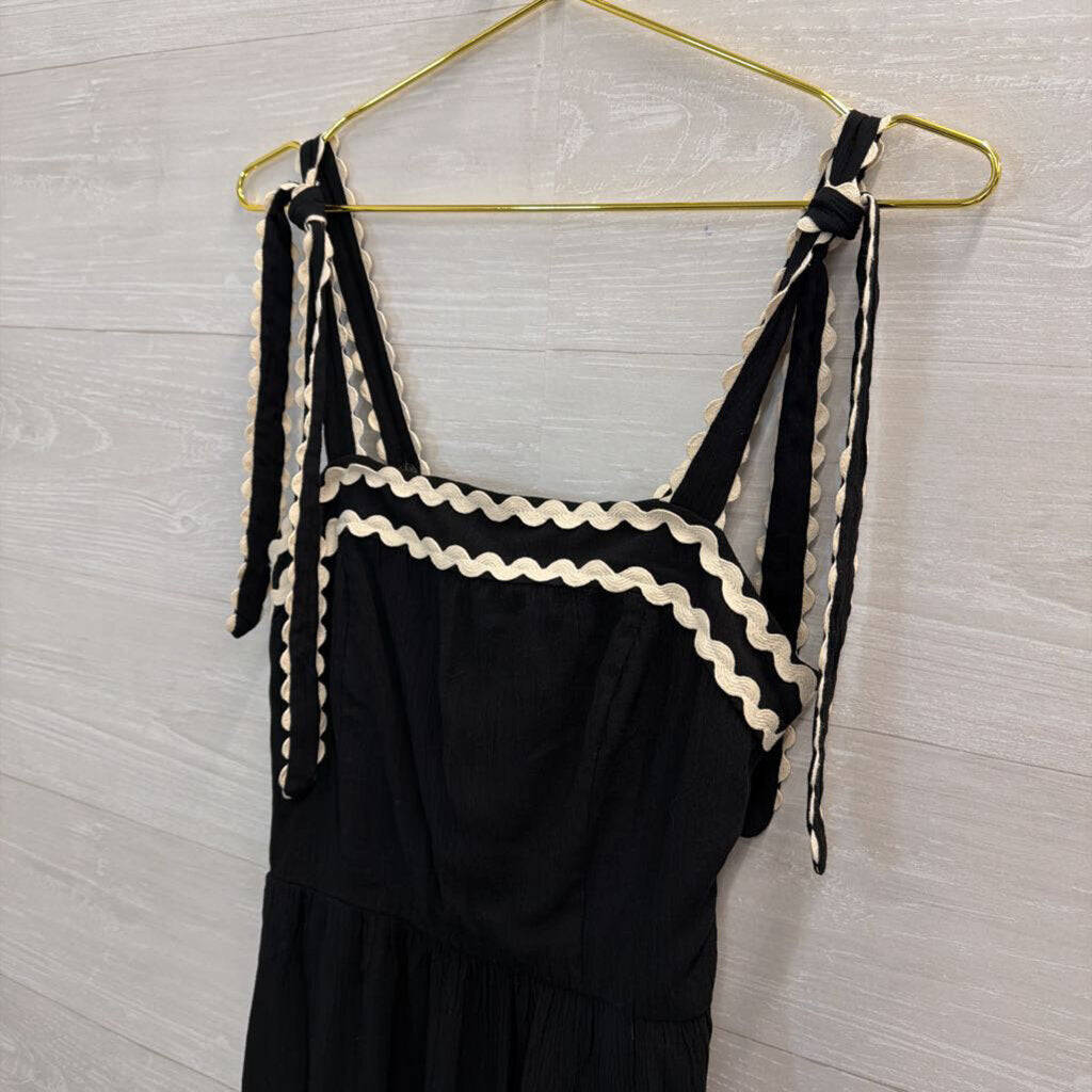 As U Wish Black/ Beige Squiggle Detail Midi Dress Medium