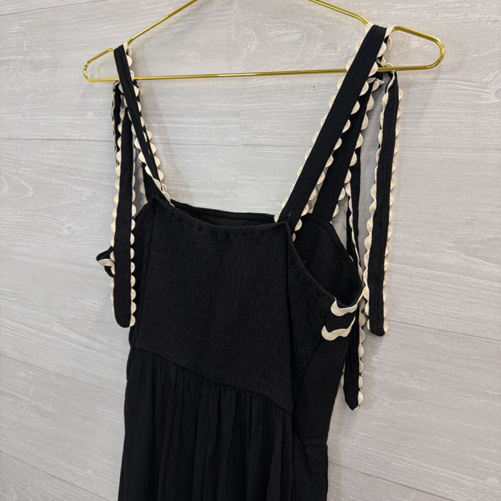 As U Wish Black/ Beige Squiggle Detail Midi Dress Medium