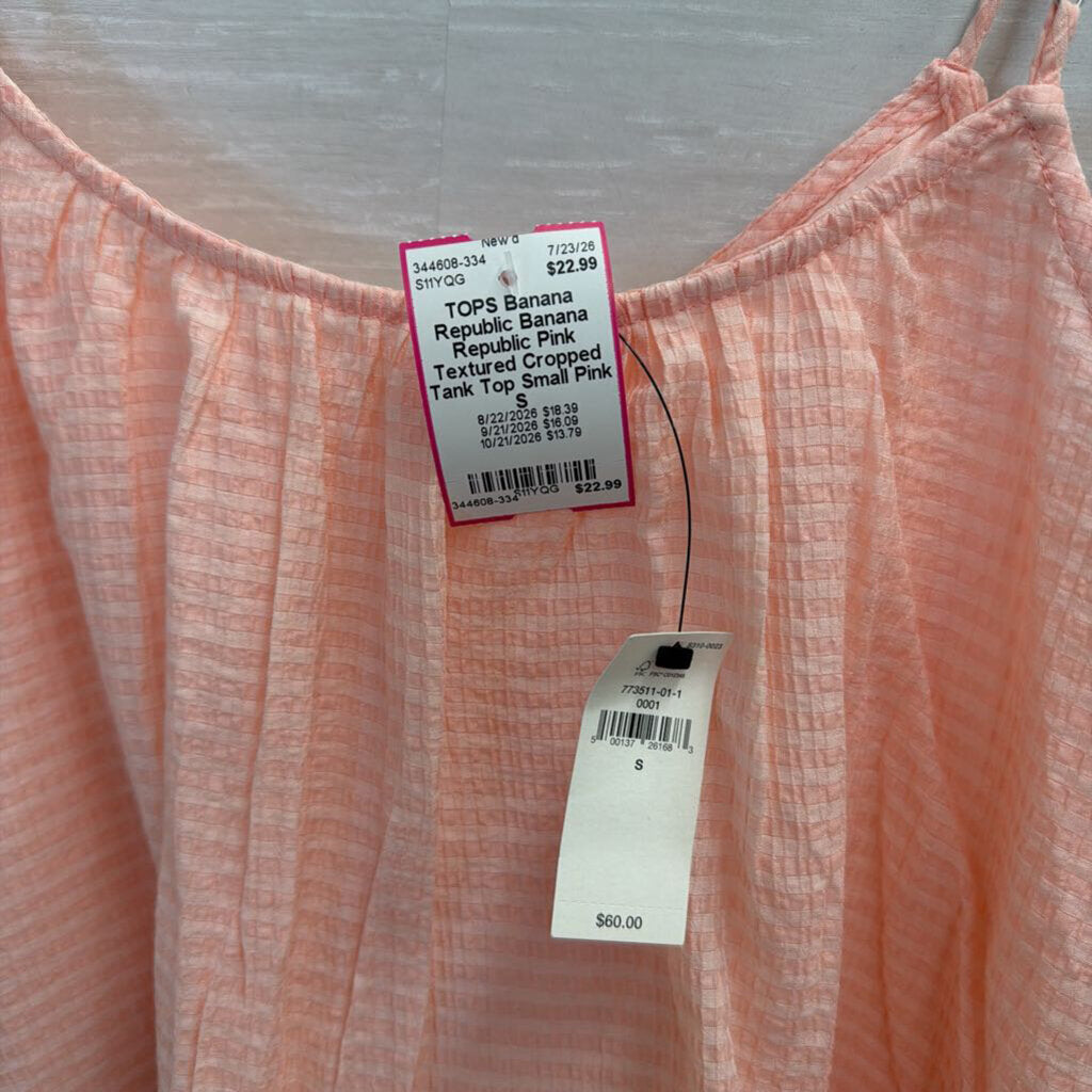Banana Republic Pink Textured Cropped Tank Top Small