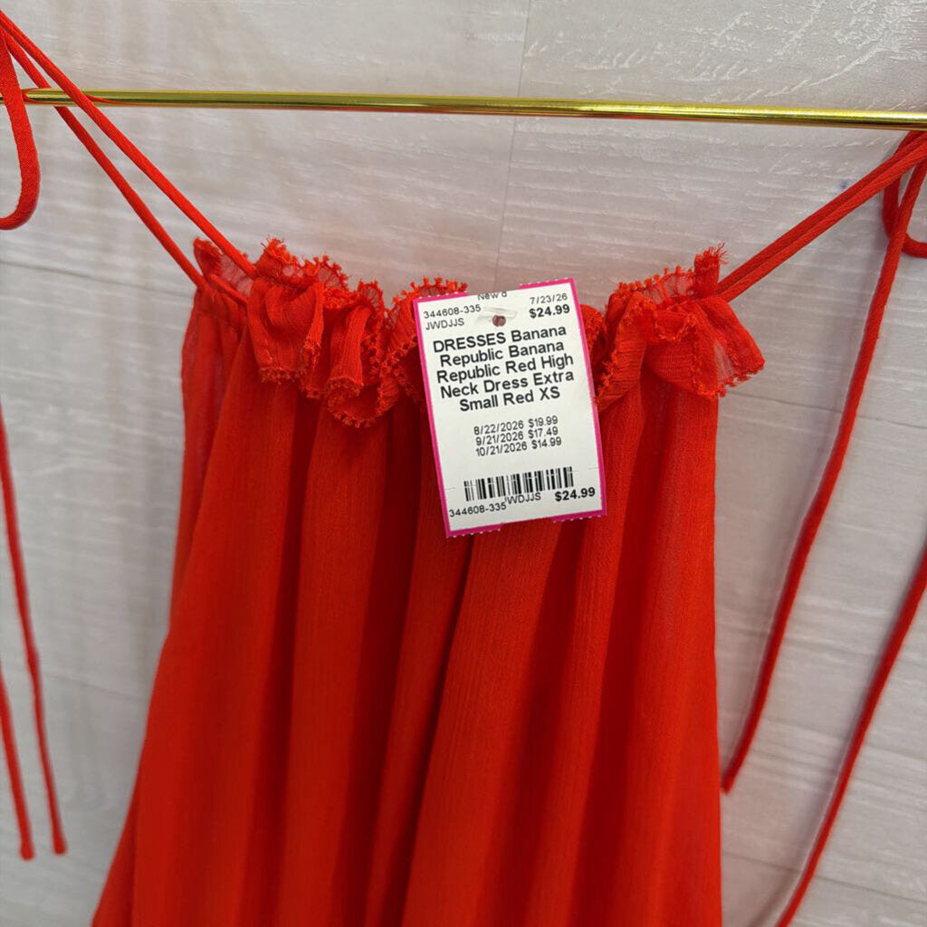 Banana Republic Red High Neck Dress Extra Small