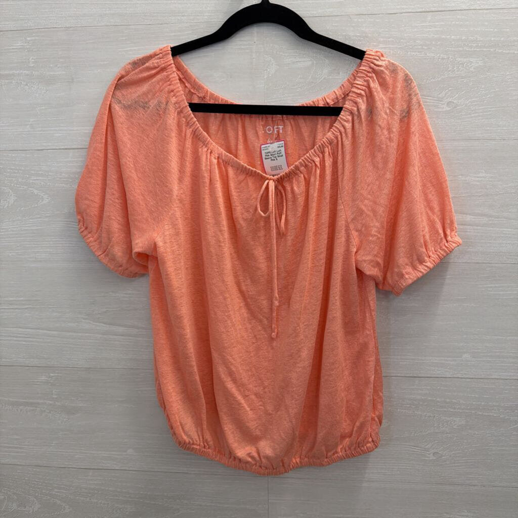 Loft Pink Short Puff Sleeve Top Small