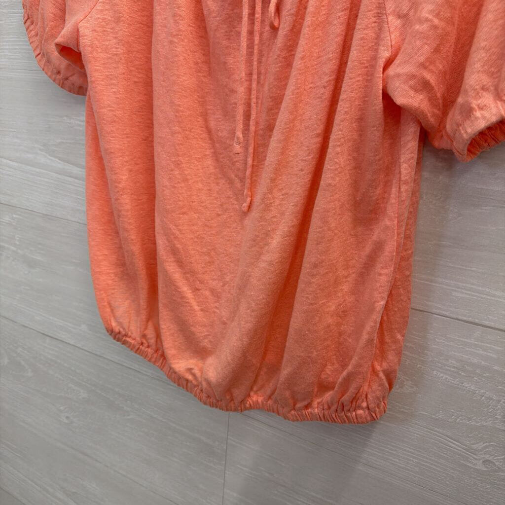 Loft Pink Short Puff Sleeve Top Small