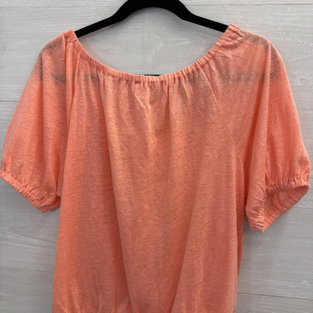 Loft Pink Short Puff Sleeve Top Small