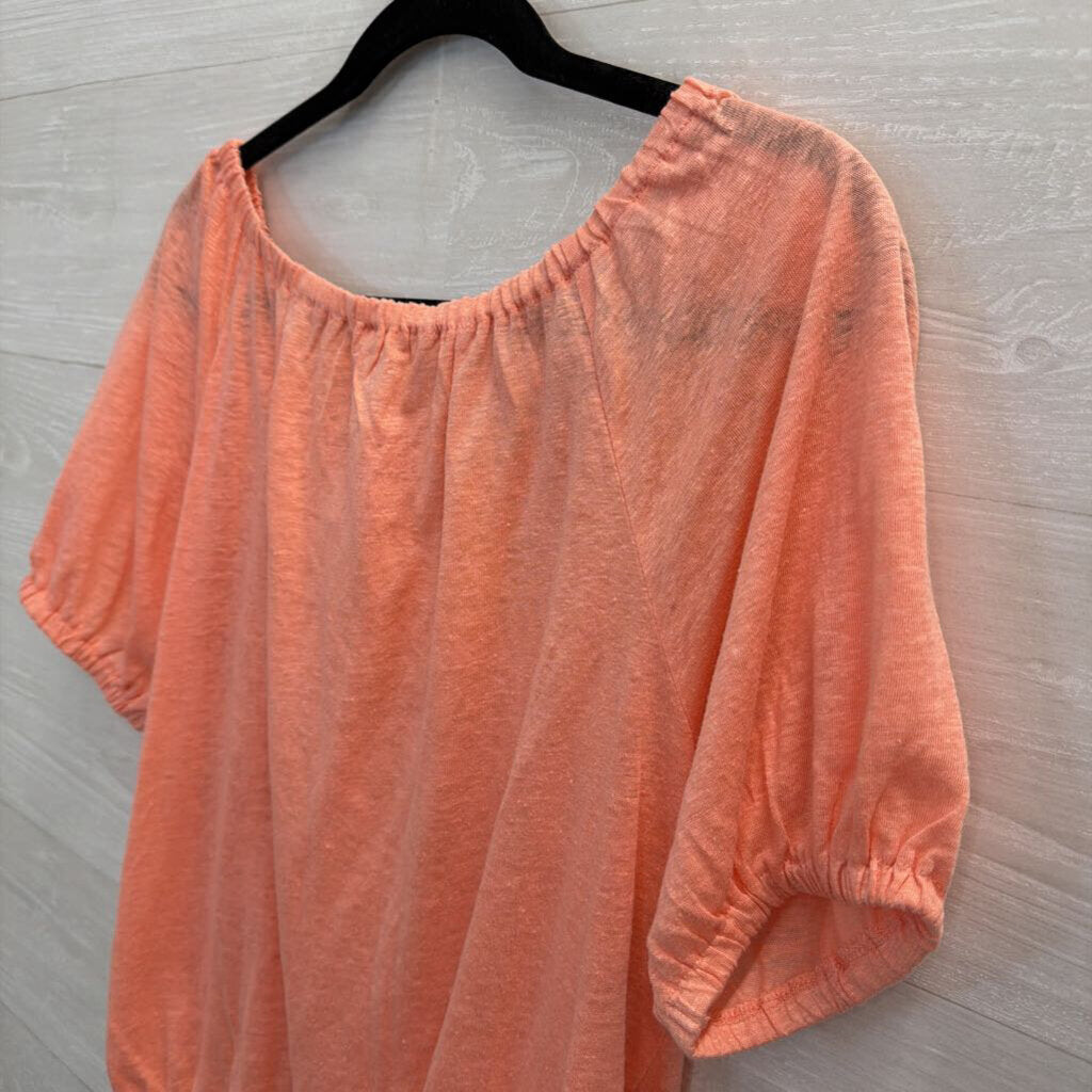 Loft Pink Short Puff Sleeve Top Small